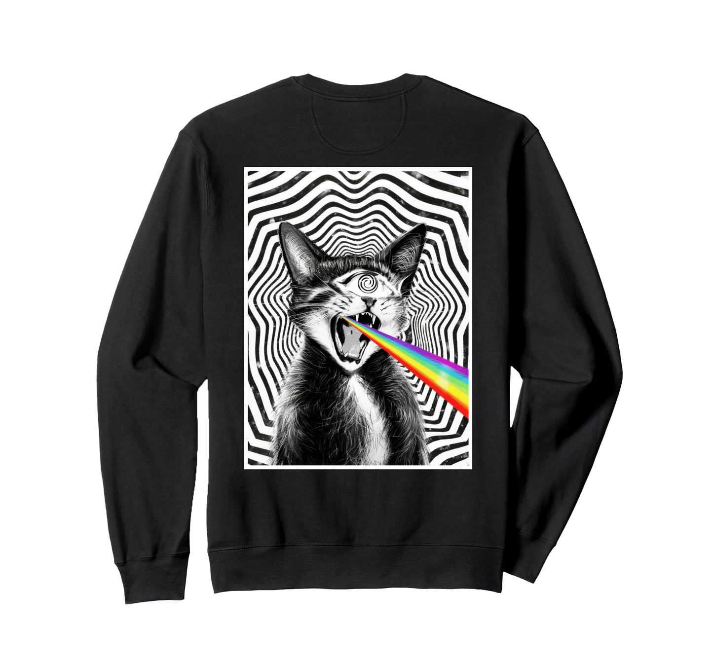 Trippy Cat Spiral Hypnotic Rainbow Sweatshirt - Trendy Graphic for Adults - T-Shirt, Sweatshirt, Hoodie