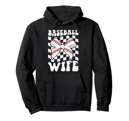 Baseball Wife Groovy Wife Baseball Player Hoodie - Novelty Apparel Unisex - T-Shirt, Sweatshirt, Hoodie