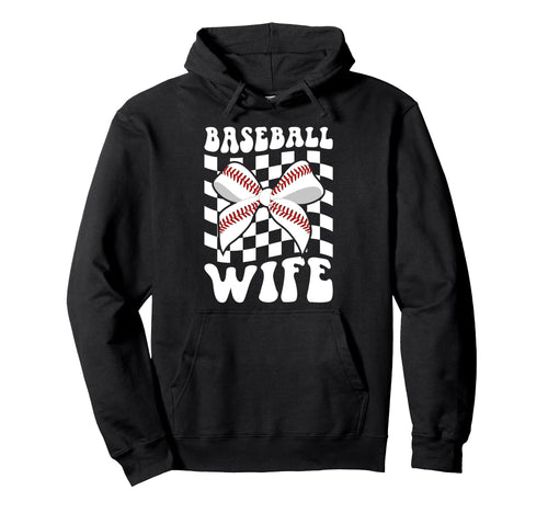 Baseball Wife Groovy Wife Baseball Player Hoodie - Novelty Apparel Unisex - T-Shirt, Sweatshirt, Hoodie
