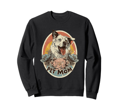 Pet Mom Collie Floral Dog Art Sunset Sweatshirt - Unique Graphic for Adults - T-Shirt, Sweatshirt, Hoodie