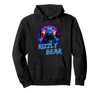Rizzly Bear Vaporwave Synthwave Hoodie - Casual Everyday Wear Unisex - T-Shirt, Sweatshirt, Hoodie