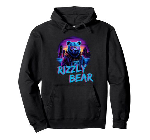 Rizzly Bear Vaporwave Synthwave Hoodie - Casual Everyday Wear Unisex - T-Shirt, Sweatshirt, Hoodie
