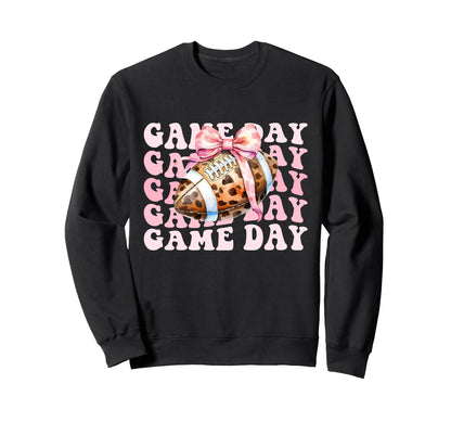 Football Coquette Bow Cheer Mom Game Sweatshirt - Trendy Graphic Unisex - T-Shirt, Sweatshirt, Hoodie