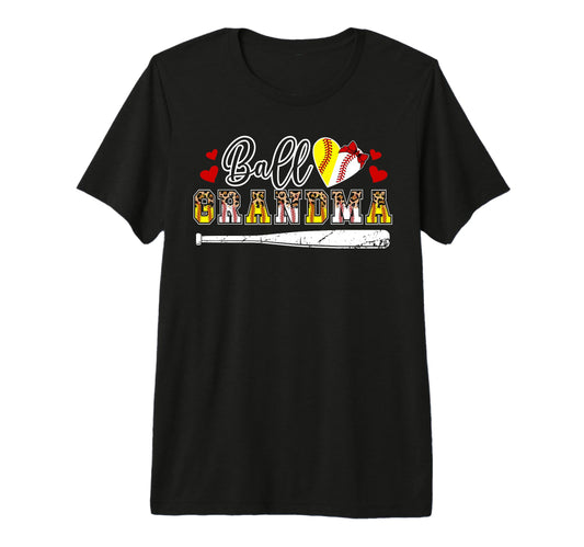 Ball Grandma Leopard Baseball T-Shirt - Fun Novelty Design for Adults - T-Shirt, Sweatshirt, Hoodie