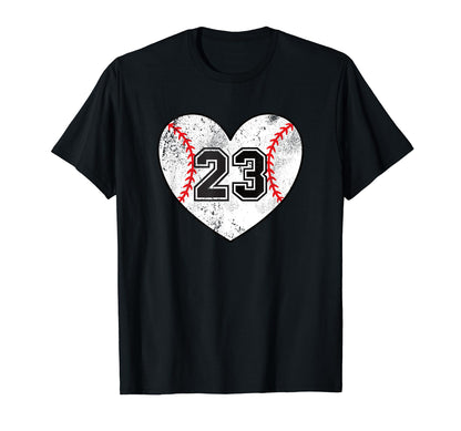 Baseball Heart Player 23 Baseball Mom T-Shirt - Graphic Print Men Women - T-Shirt, Sweatshirt, Hoodie