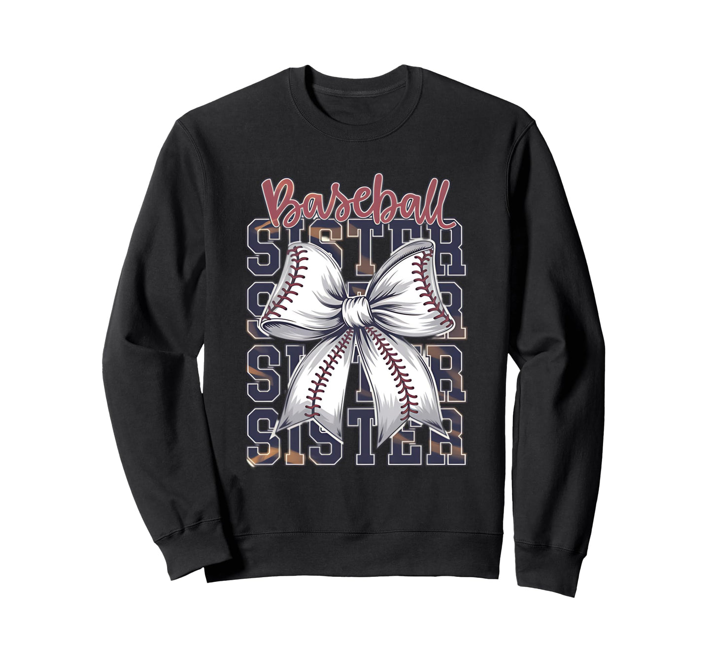 Baseball Sister Coquette Bow Sweatshirt - Graphic Print for Adults - T-Shirt, Sweatshirt, Hoodie