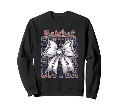 Baseball Sister Coquette Bow Sweatshirt - Graphic Print for Adults - T-Shirt, Sweatshirt, Hoodie