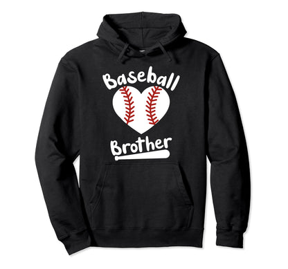 Baseball Brother Baseball Heart Baseball Hoodie - Trendy Graphic Unisex - T-Shirt, Sweatshirt, Hoodie
