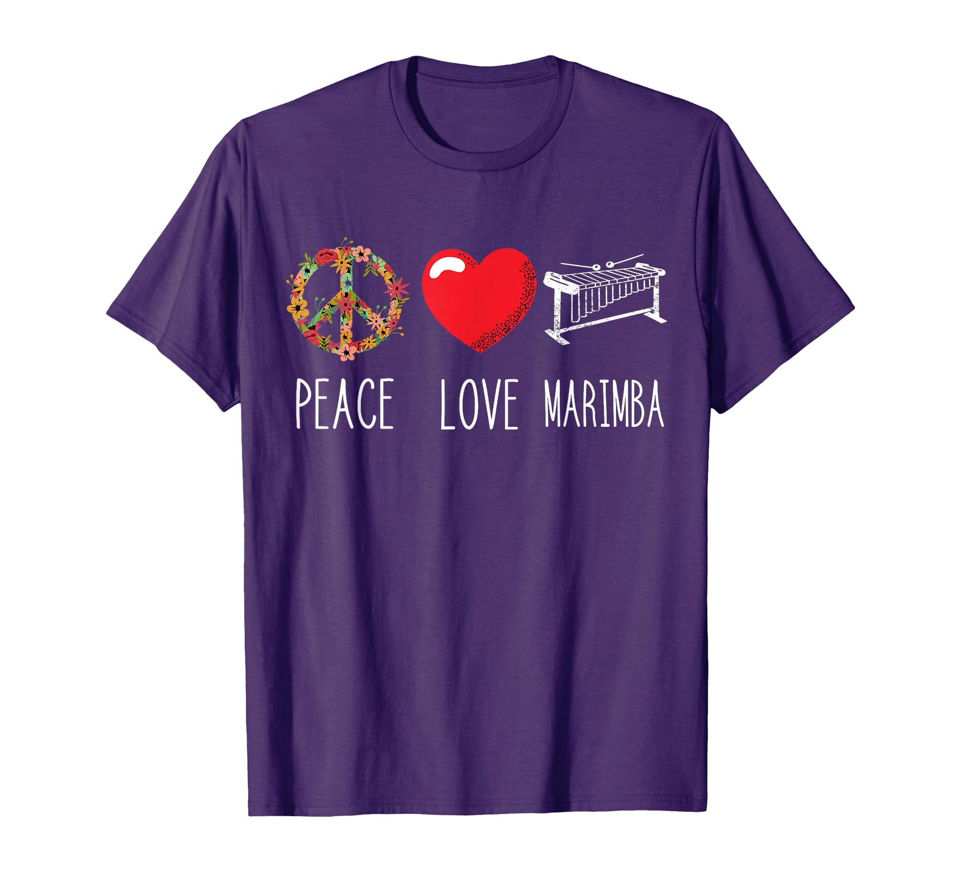 Marimba Love Peace Heart Marching Band T-Shirt - Fun Novelty Design Unisex - T-Shirt, Sweatshirt, Hoodie
