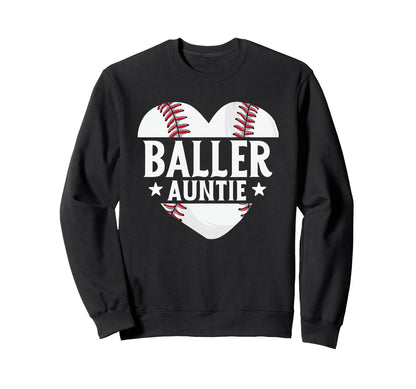 Baseball Aunt Gifts Baller Auntie Sweatshirt - Minimalist Print Unisex - T-Shirt, Sweatshirt, Hoodie