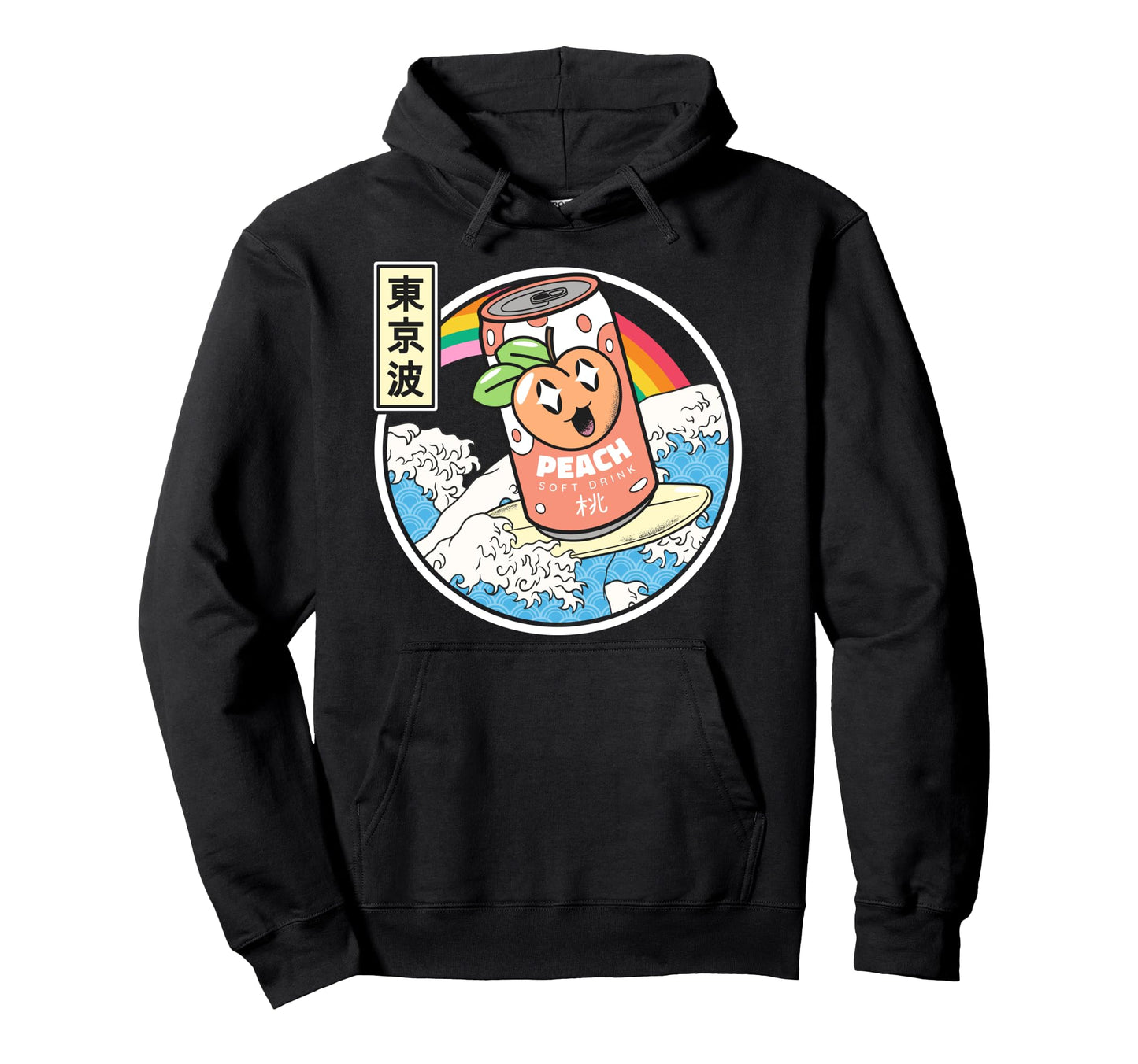 Surfing Peach Soda Japanese Waves Hoodie - Aesthetic Graphic Men Women - T-Shirt, Sweatshirt, Hoodie