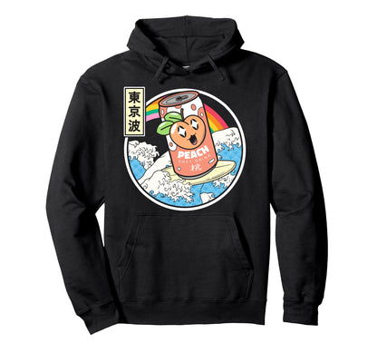 Surfing Peach Soda Japanese Waves Hoodie - Aesthetic Graphic Men Women - T-Shirt, Sweatshirt, Hoodie