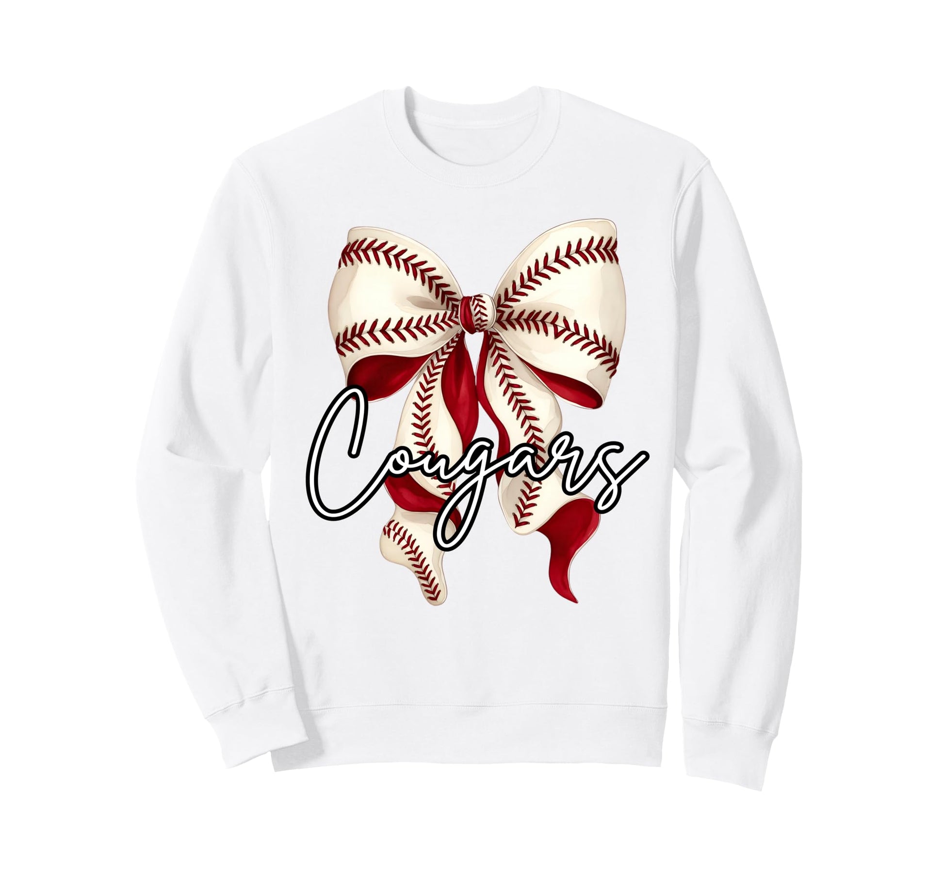 Cougars Baseball Mom Coquette Bow Sweatshirt - Graphic Print for Adults - T-Shirt, Sweatshirt, Hoodie