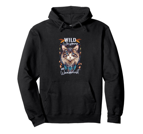 Boho Cat Bohemian Wild Whiskers And Hoodie - Minimalist Print Men Women - T-Shirt, Sweatshirt, Hoodie