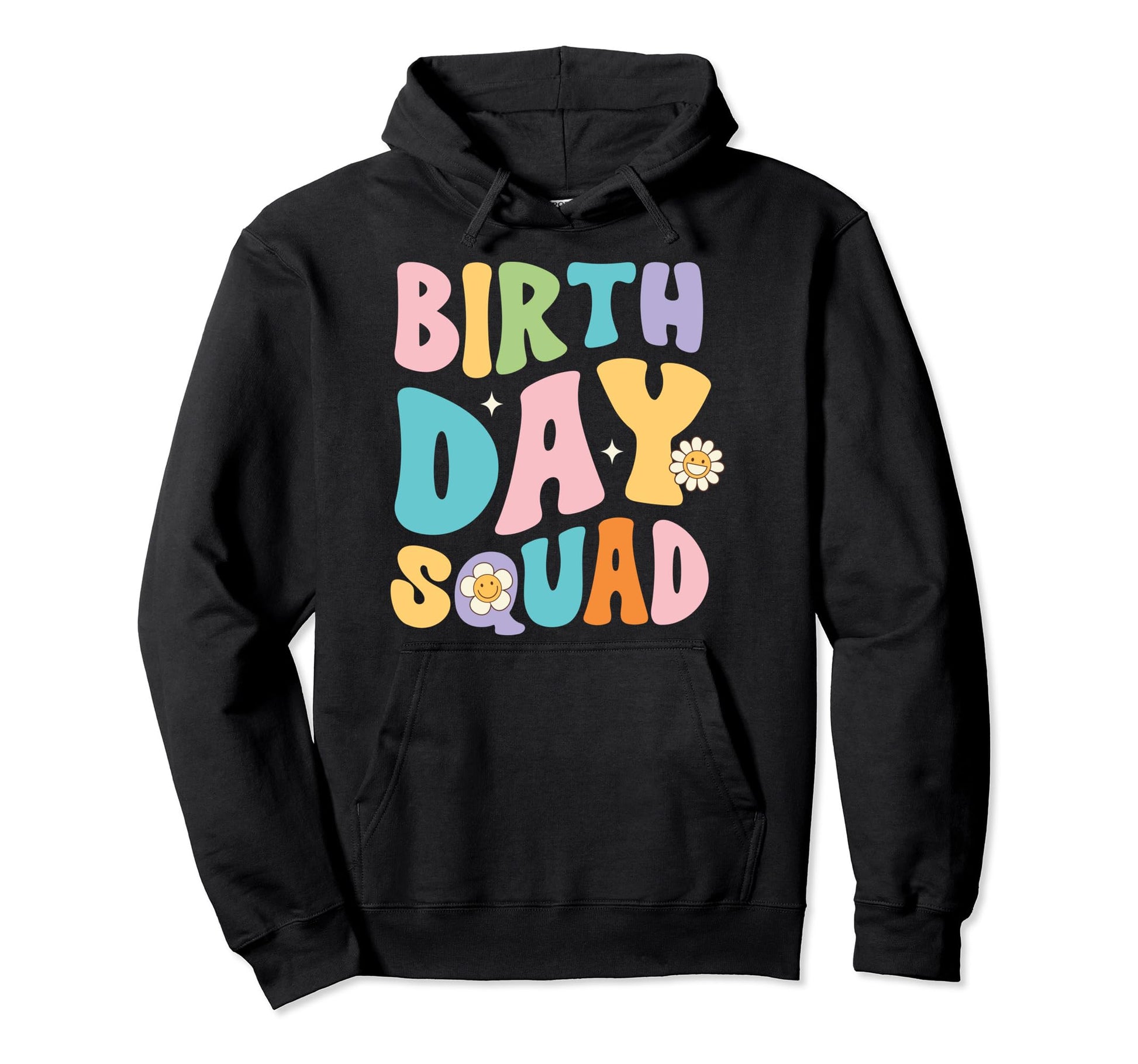 Groovy Boho Pastel Birthday Squad Hoodie - Aesthetic Graphic Men Women - T-Shirt, Sweatshirt, Hoodie