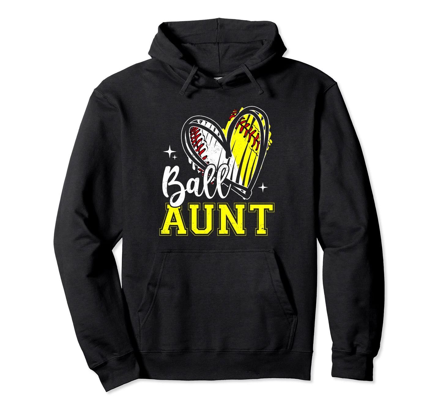 Ball Aunt Heart Baseball Softball Hoodie - Unique Graphic for Adults - T-Shirt, Sweatshirt, Hoodie