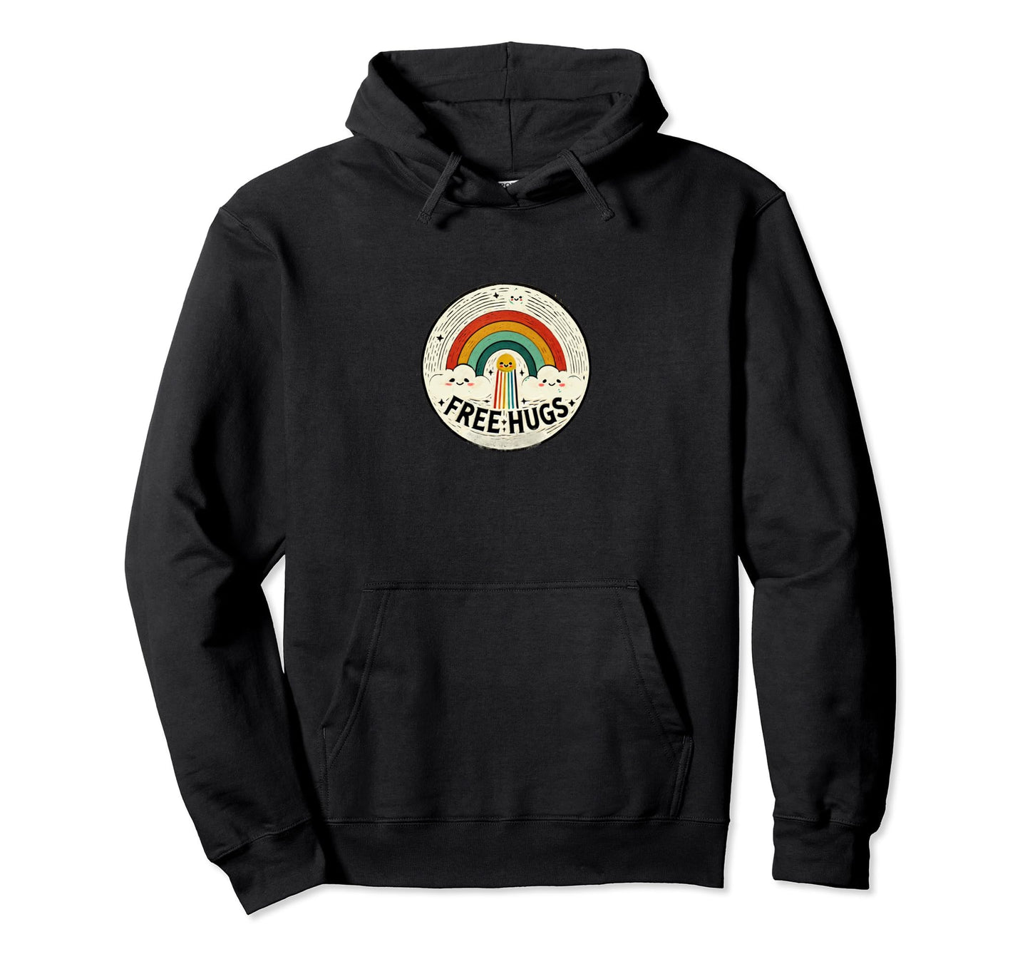 Free Hugs Rainbow Illustration Rainbows Hoodie - Minimalist Print Men Women - T-Shirt, Sweatshirt, Hoodie