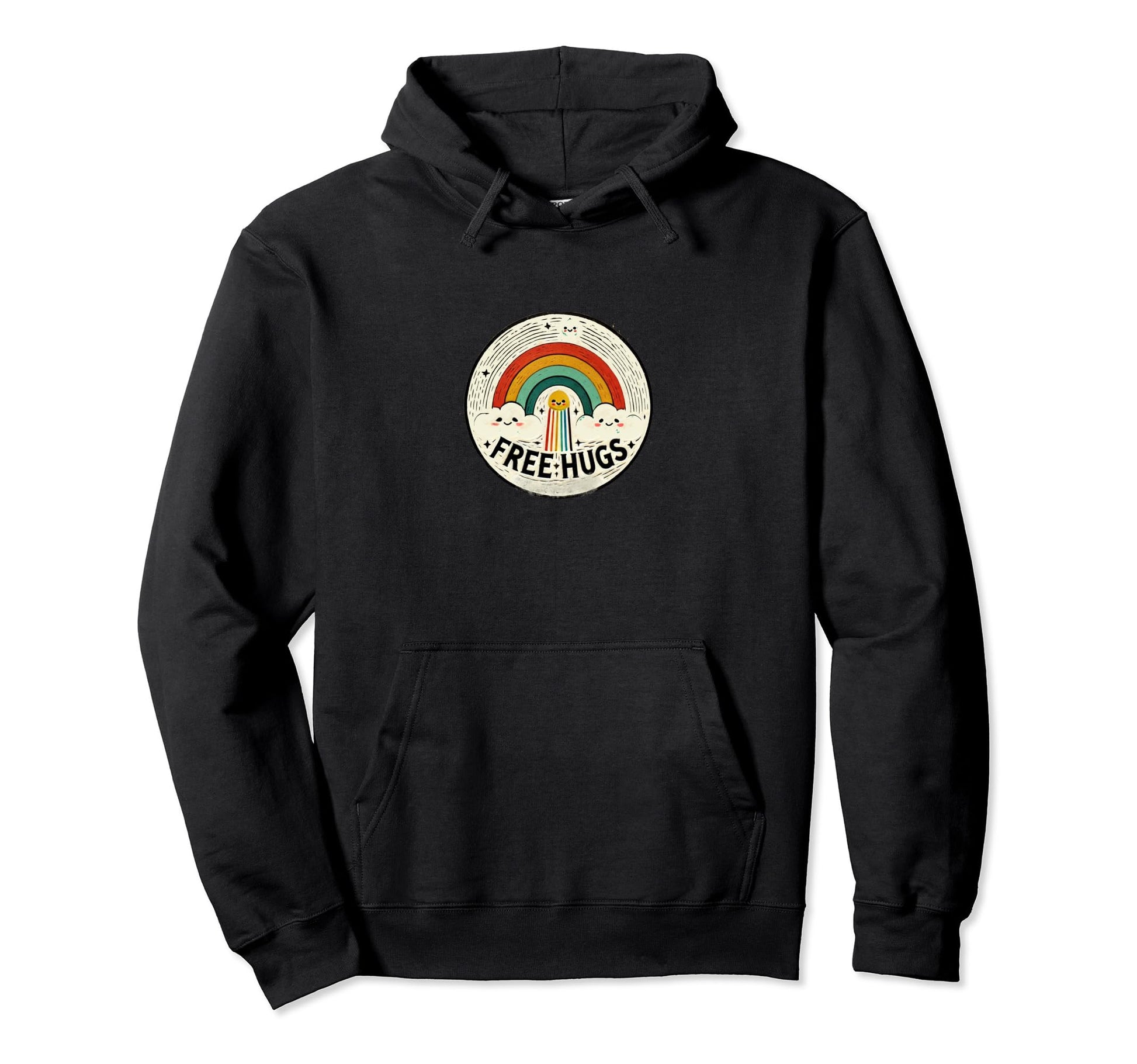 Free Hugs Rainbow Illustration Rainbows Hoodie - Minimalist Print Men Women - T-Shirt, Sweatshirt, Hoodie