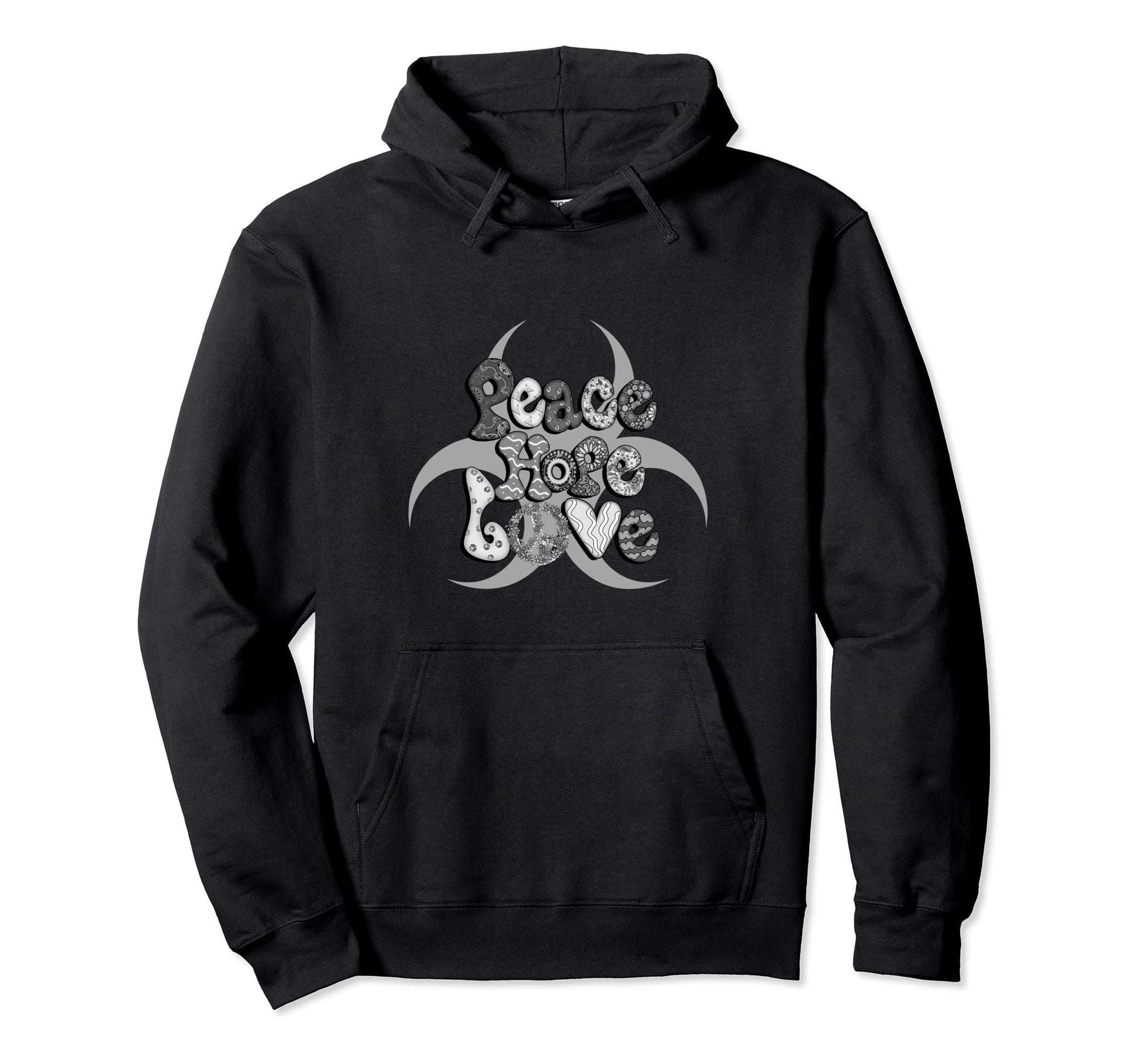 Peace Love Hope People Cheerful Hoodie - Trendy Graphic Men Women - T-Shirt, Sweatshirt, Hoodie
