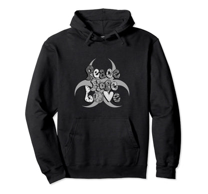 Peace Love Hope People Cheerful Hoodie - Trendy Graphic Men Women - T-Shirt, Sweatshirt, Hoodie