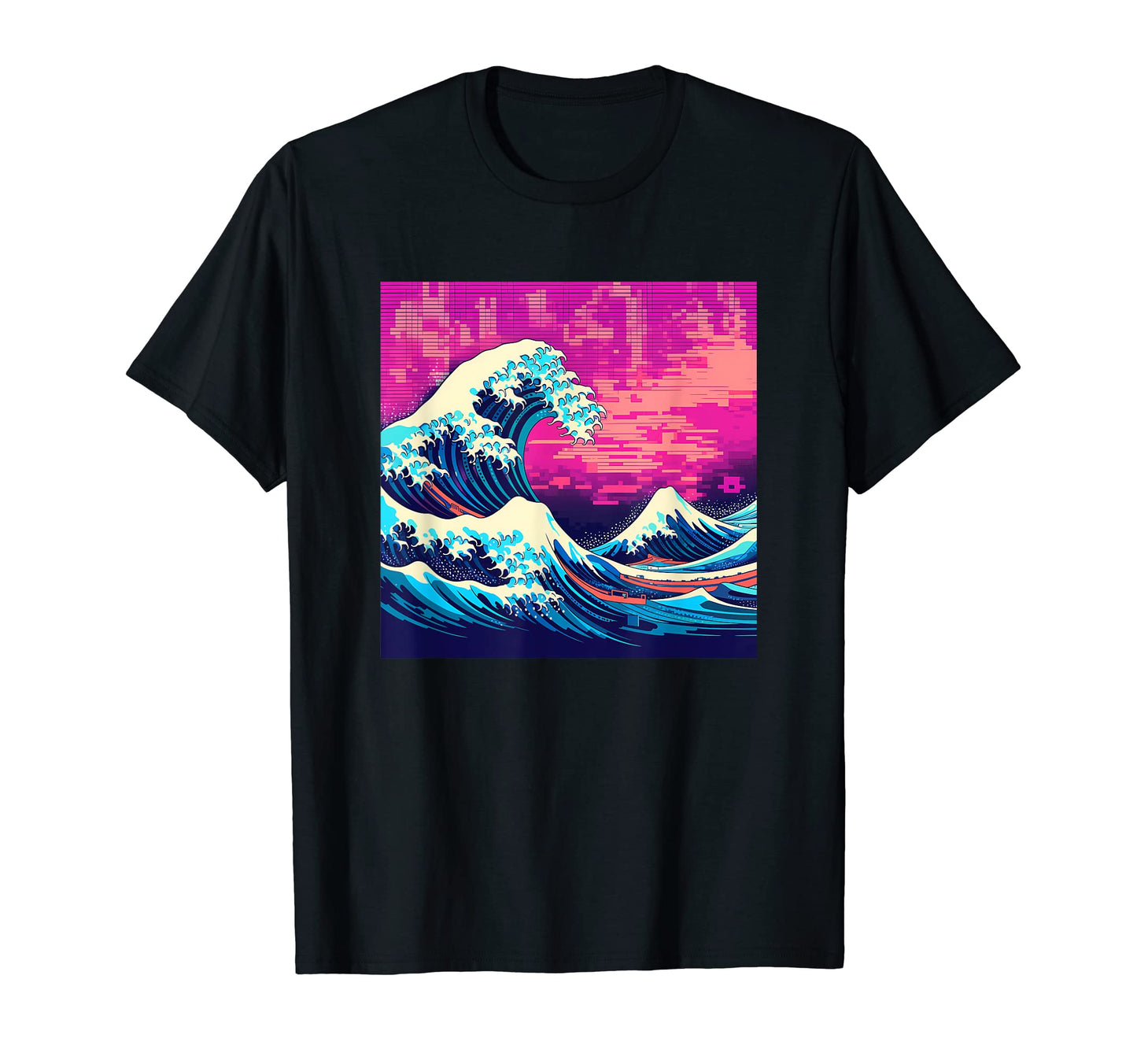 Great Wave Off Kanagawa Glitch Aesthetic T-Shirt - Streetwear Style Unisex - T-Shirt, Sweatshirt, Hoodie