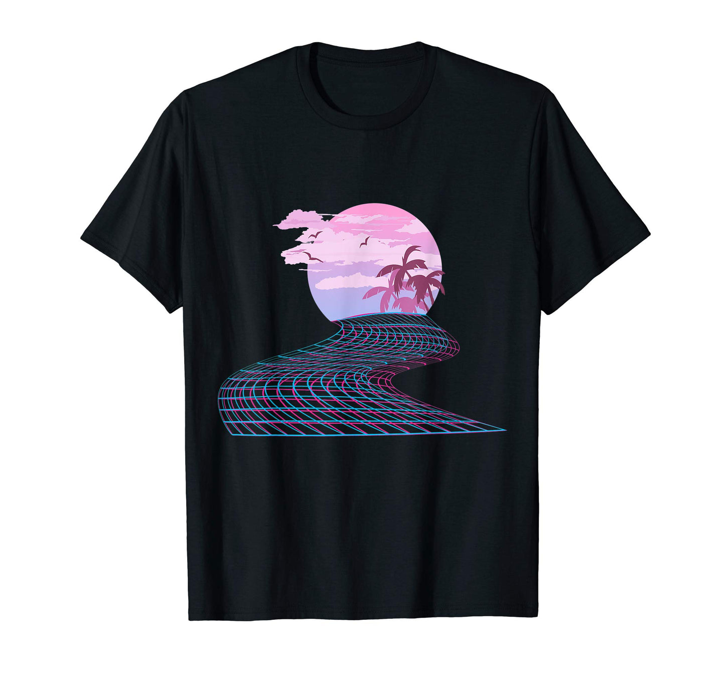 80S Sunset Road Aesthetic Vaporwave T-Shirt - Casual Everyday Wear Unisex - T-Shirt, Sweatshirt, Hoodie