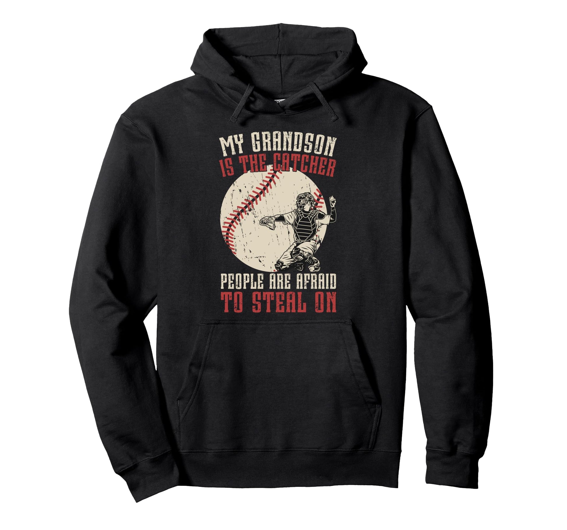 Baseball Catcher Grandpa Proud Hoodie - Casual Everyday Wear Unisex - T-Shirt, Sweatshirt, Hoodie