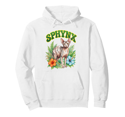Sphynx Groovy Floral Sphynx Watercolor Boho Hoodie - Unique Graphic Unisex - T-Shirt, Sweatshirt, Hoodie