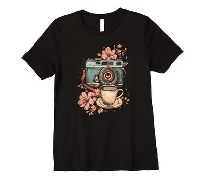 Womens Photographer Coffee Camera T-Shirt - Novelty Apparel for Adults - T-Shirt, Sweatshirt, Hoodie