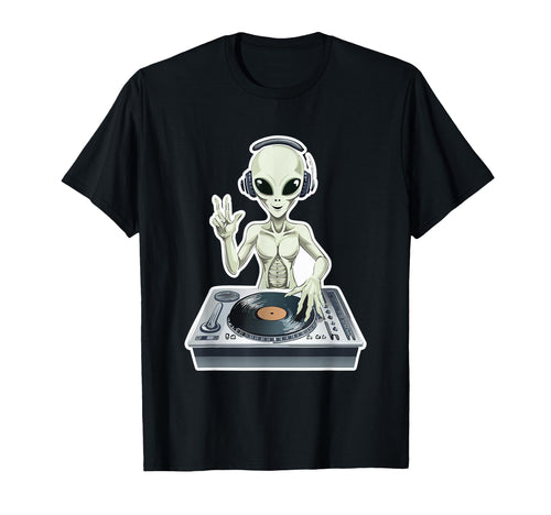 Old School Alien Dj Hip Hop Edm T-Shirt - Fun Novelty Design for Adults - T-Shirt, Sweatshirt, Hoodie