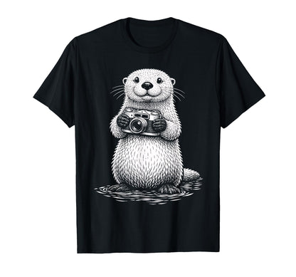 Sea Otter Photographer Camera T-Shirt - Novelty Apparel for Adults - T-Shirt, Sweatshirt, Hoodie