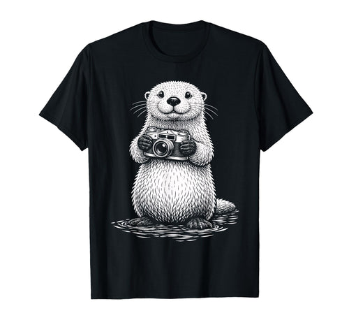 Sea Otter Photographer Camera T-Shirt - Novelty Apparel for Adults - T-Shirt, Sweatshirt, Hoodie