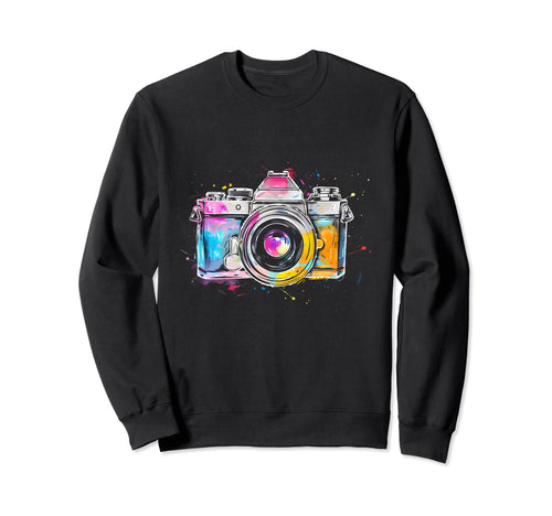 Camera Photography Watercolor Art Sweatshirt - Aesthetic Graphic Unisex - T-Shirt, Sweatshirt, Hoodie