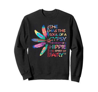She Has Soul Gypsy Hippie Heart Sweatshirt - Aesthetic Graphic for Adults - T-Shirt, Sweatshirt, Hoodie