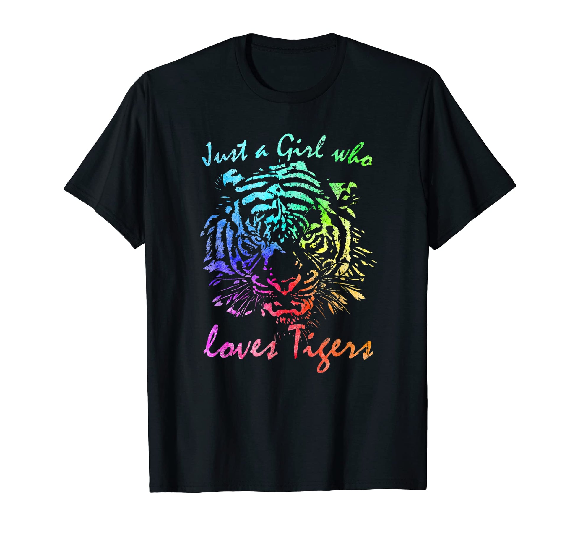 Just Who Loves Tigers Rainbow T-Shirt - Fun Novelty Design for Adults - T-Shirt, Sweatshirt, Hoodie