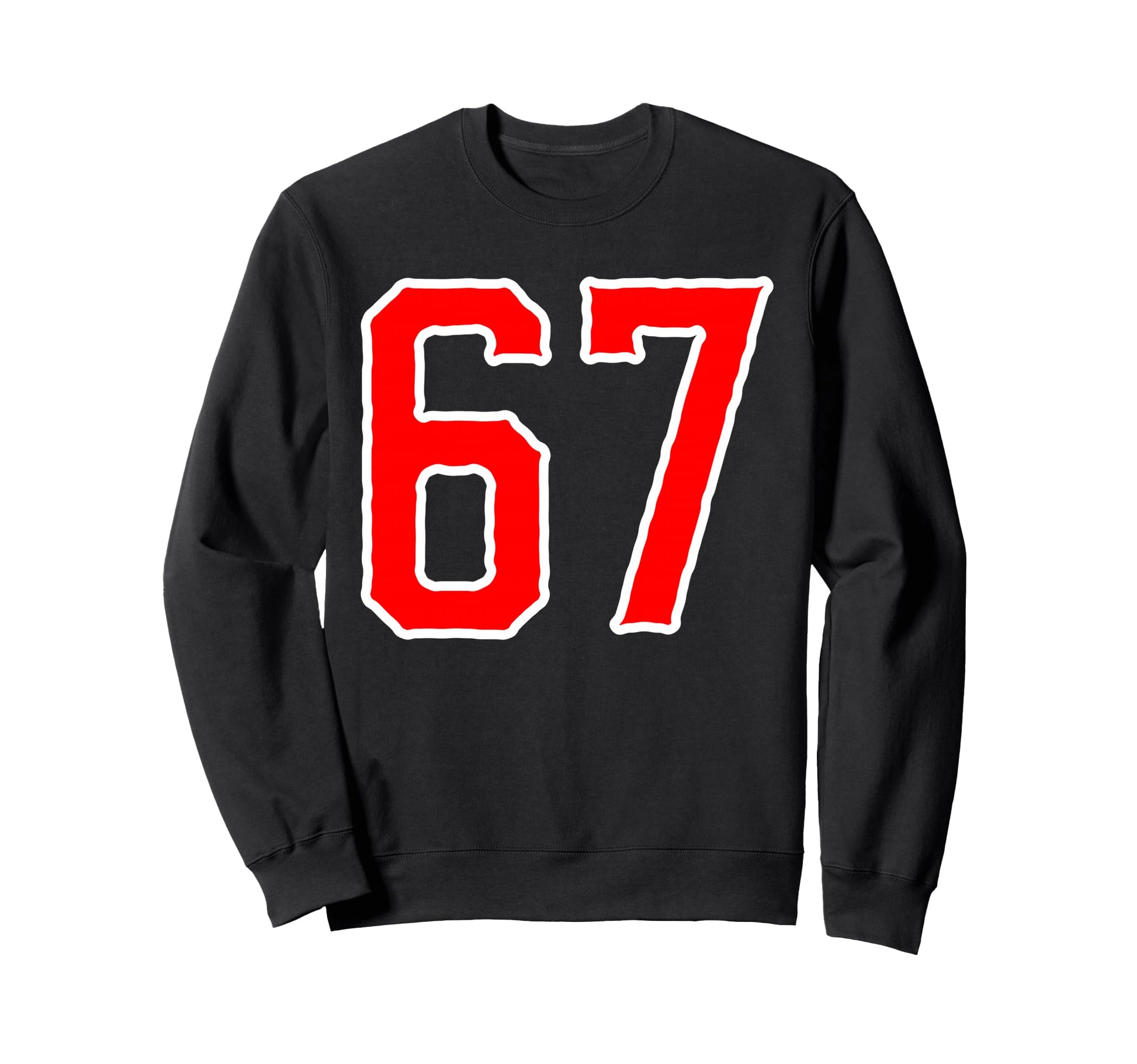 White Red Sports Team Number 67 Sweatshirt - Fun Novelty Design Unisex - T-Shirt, Sweatshirt, Hoodie