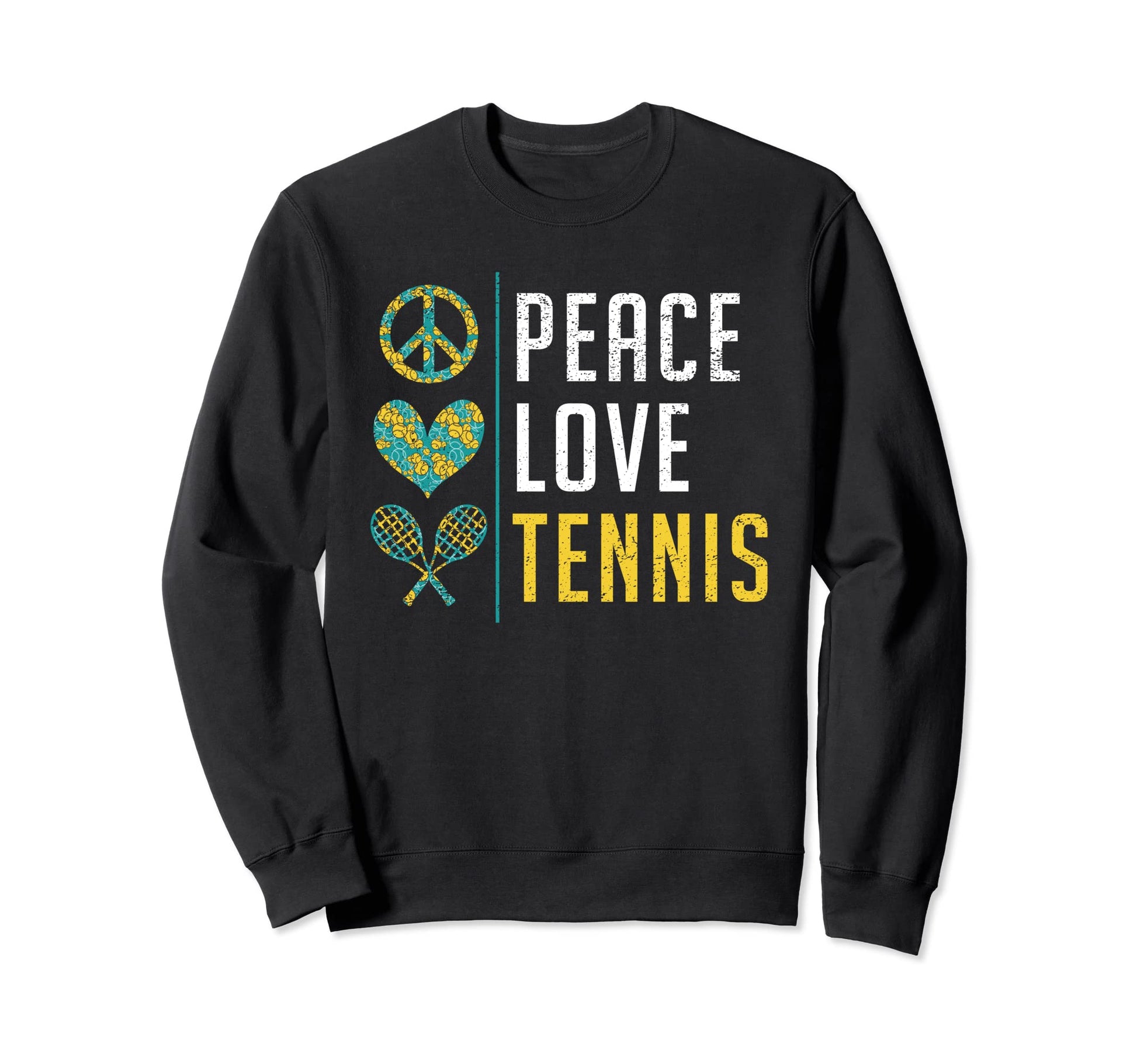 Peace Love Tennis Lover Sweatshirt - Unique Graphic Unisex - T-Shirt, Sweatshirt, Hoodie