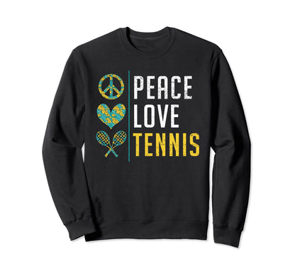 Peace Love Tennis Lover Sweatshirt - Unique Graphic Unisex - T-Shirt, Sweatshirt, Hoodie