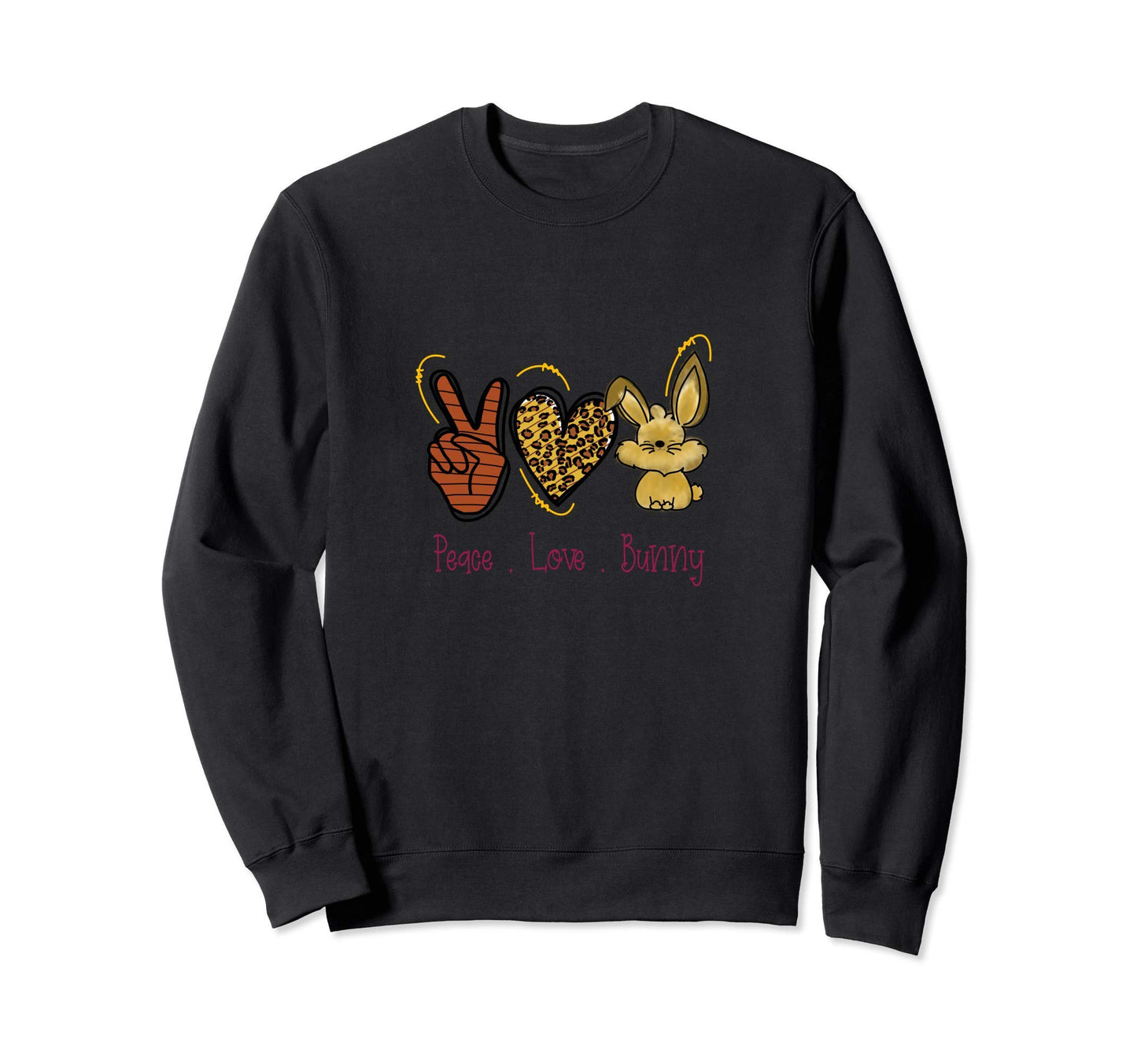 Easter Bunny Peace Love Bunny Sweatshirt - Novelty Apparel for Adults - T-Shirt, Sweatshirt, Hoodie