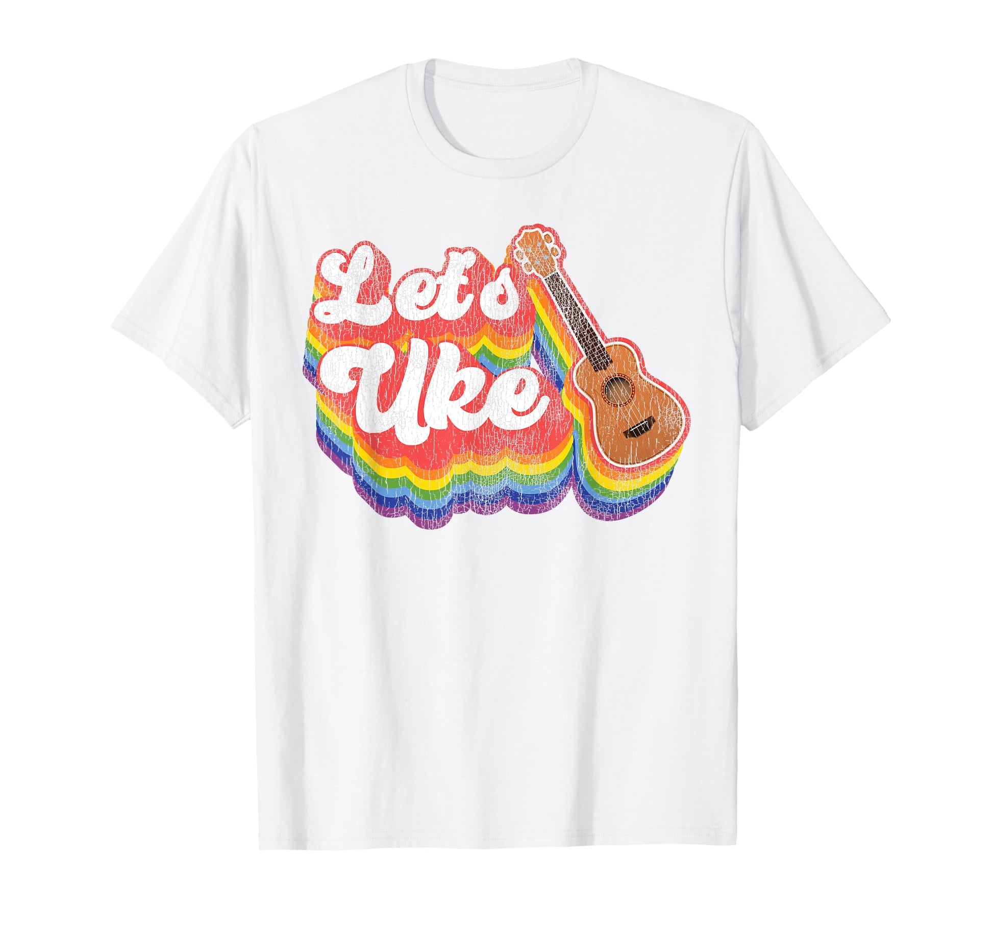 Hawaiian Ukulele Uke Rainbow Lets Uke T-Shirt - Graphic Print Men Women - T-Shirt, Sweatshirt, Hoodie