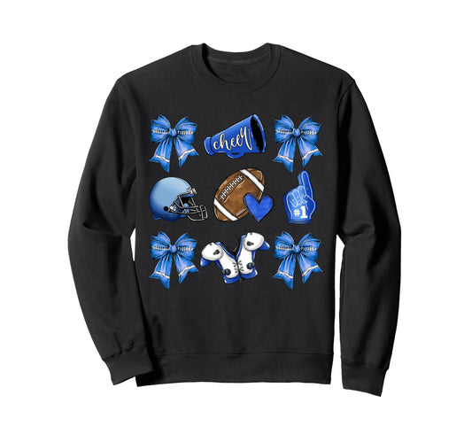 Blue Football Mom Coquette Bows Sweatshirt - Minimalist Print Men Women - T-Shirt, Sweatshirt, Hoodie