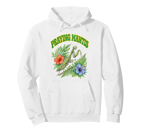Praying Mantis Groovy Floral Watercolor Hoodie - Novelty Apparel Unisex - T-Shirt, Sweatshirt, Hoodie