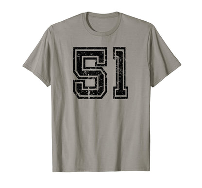 Number 51 Sports Jersey Varsity Lucky T-Shirt - Custom Art Print Unisex - T-Shirt, Sweatshirt, Hoodie