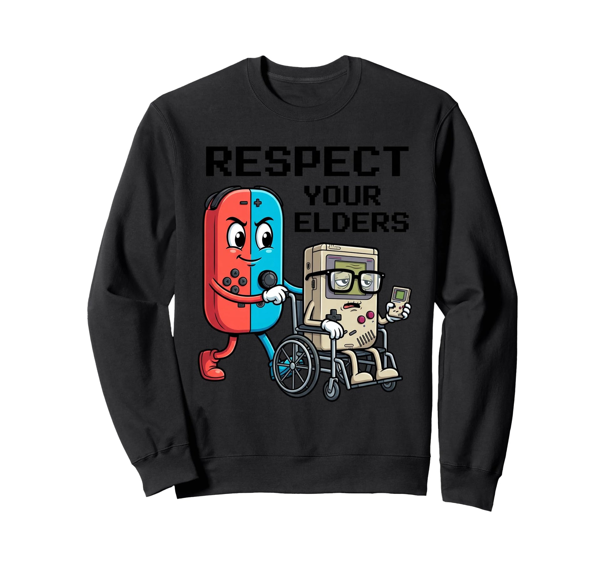 Respect Your Elders Gaming Funny Sweatshirt - Minimalist Print for Adults - T-Shirt, Sweatshirt, Hoodie