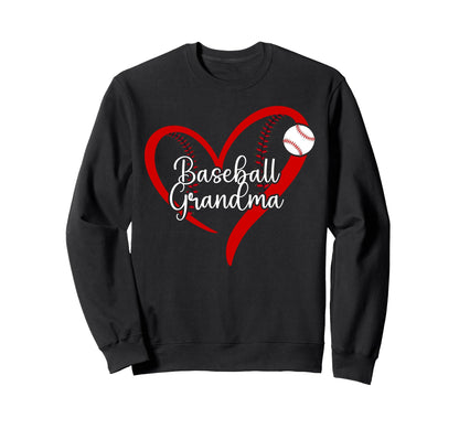 Baseball Grandma Heart Grandma Sweatshirt - Unique Graphic Men Women - T-Shirt, Sweatshirt, Hoodie