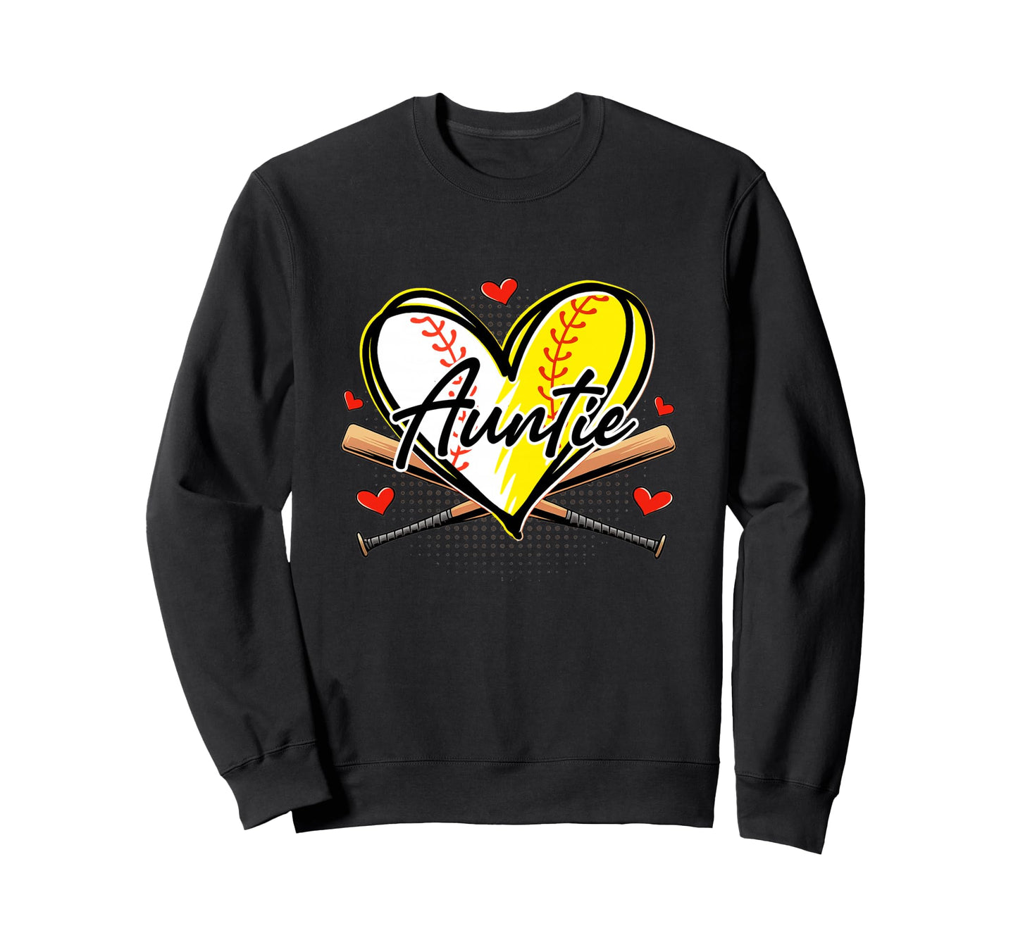 Baseball Softball Heart Ball Auntie Sweatshirt - Streetwear Style Unisex - T-Shirt, Sweatshirt, Hoodie