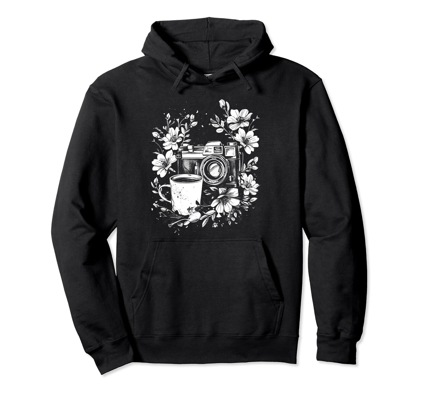 Photographer Coffee Camera Flowers Hoodie - Graphic Print for Adults - T-Shirt, Sweatshirt, Hoodie