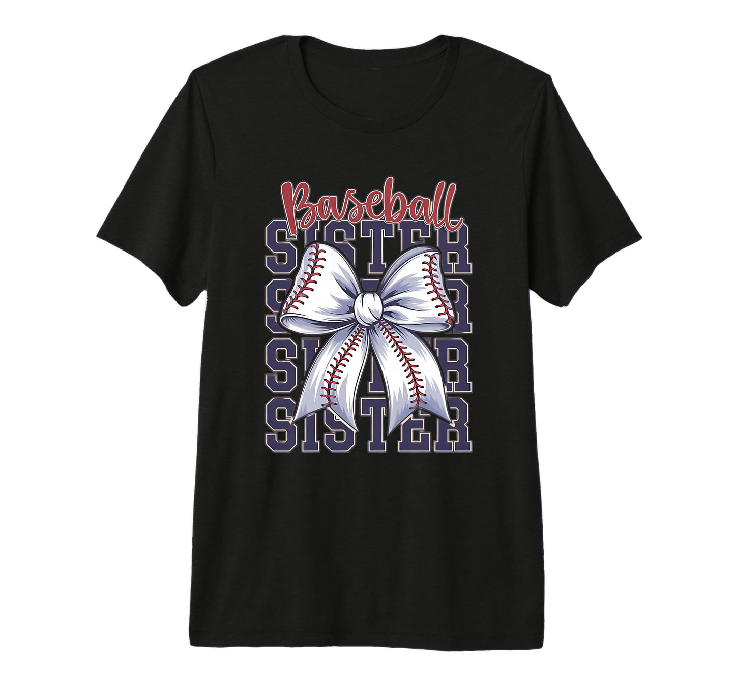 Baseball Sister Coquette Bow Tri T-Shirt - Fun Novelty Design Men Women - T-Shirt, Sweatshirt, Hoodie