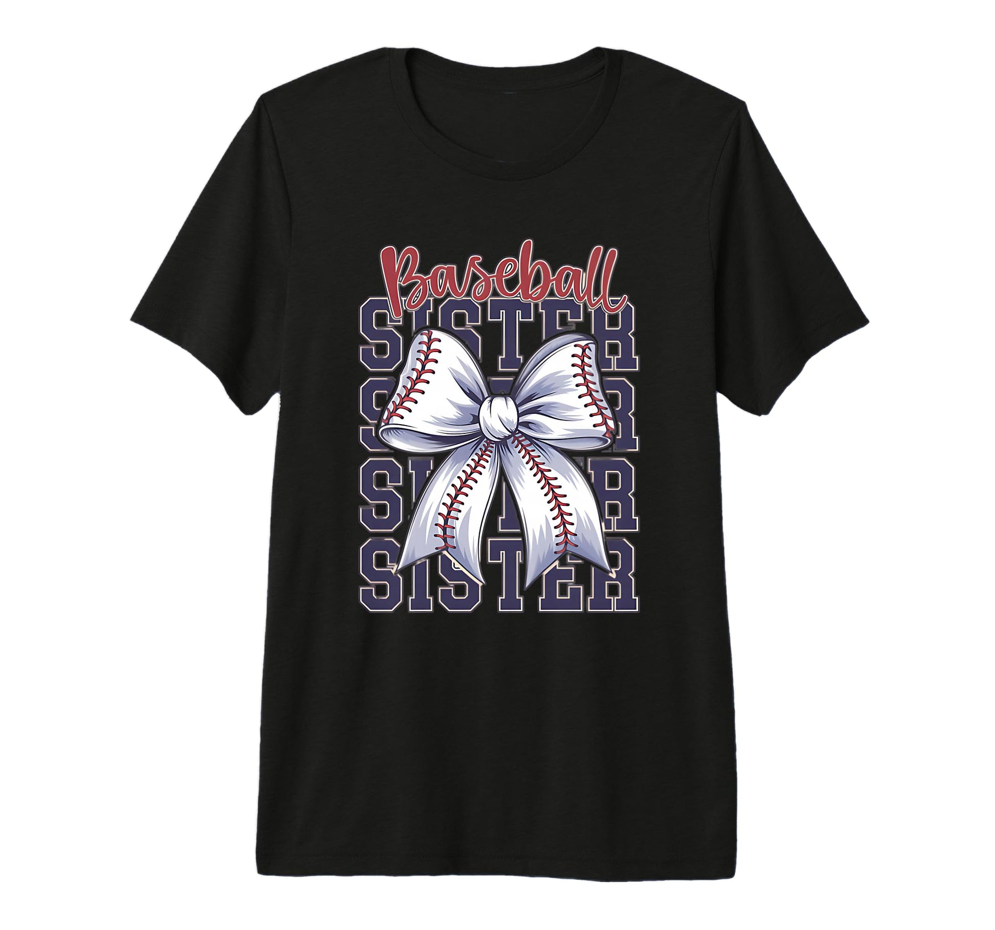 Baseball Sister Coquette Bow Tri T-Shirt - Fun Novelty Design Men Women - T-Shirt, Sweatshirt, Hoodie
