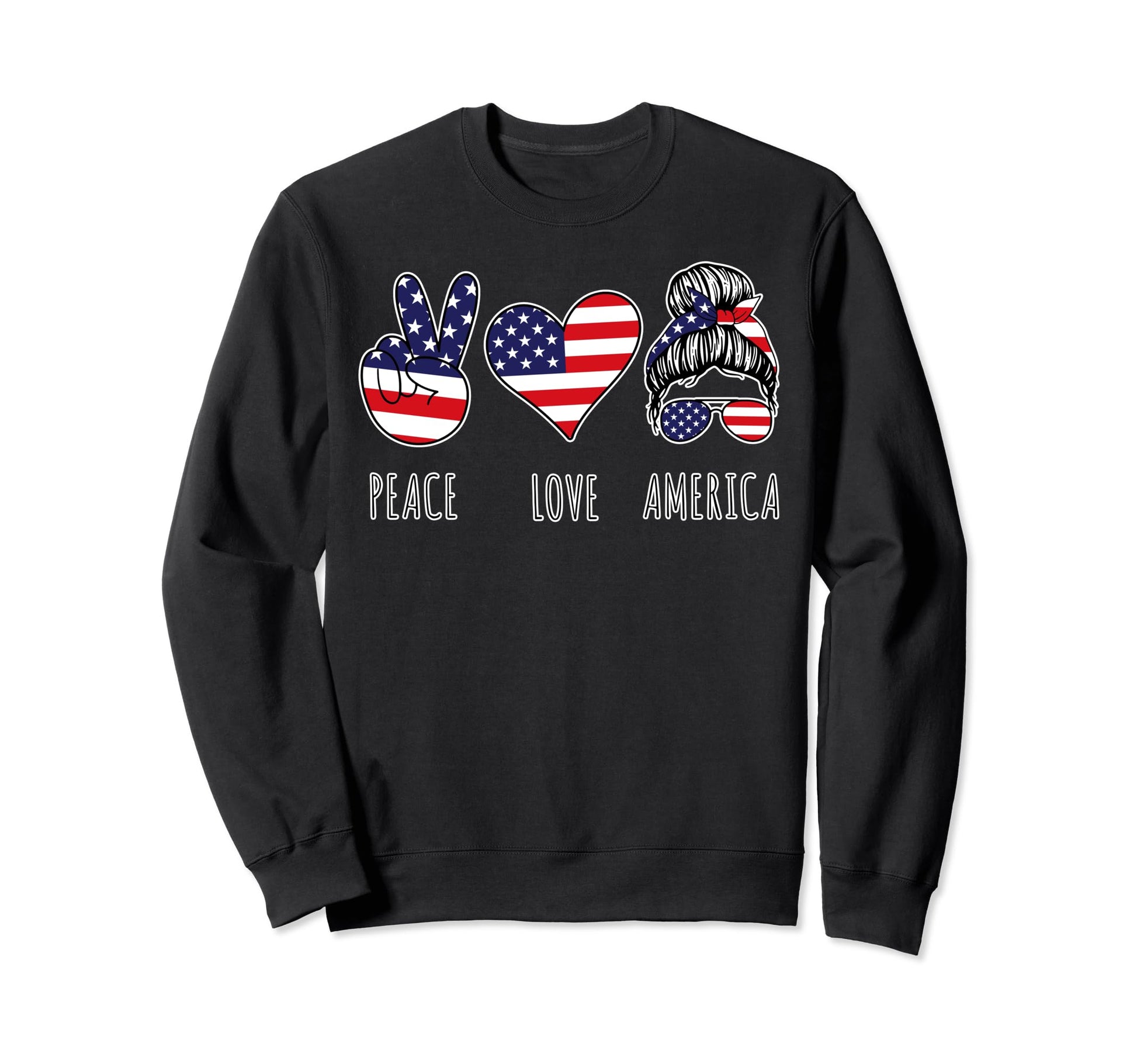 Peace Love American Flag Funny Sweatshirt - Aesthetic Graphic Men Women - T-Shirt, Sweatshirt, Hoodie